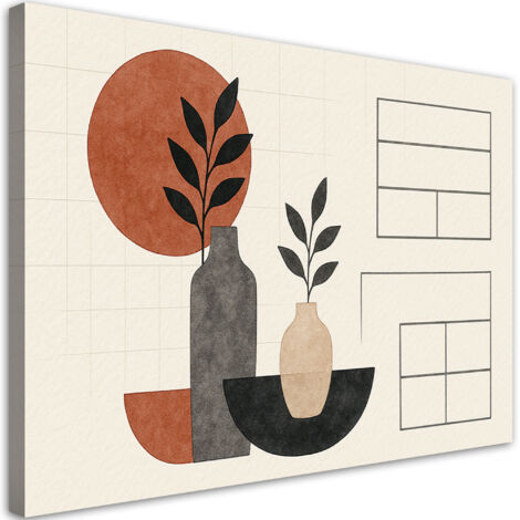 Tableau déco Vases Feuilles Minimalisme Géométrie 90x60