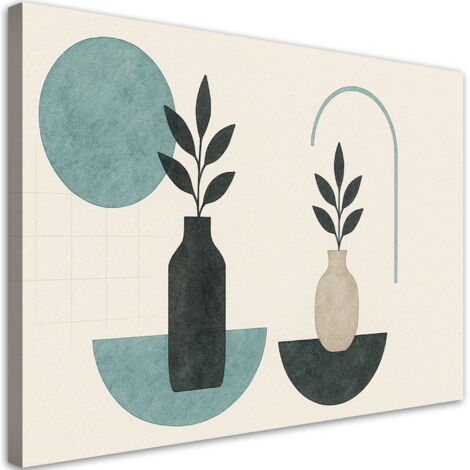 Tableau déco Vases Minimalisme Abstraction Turquoise 60x40