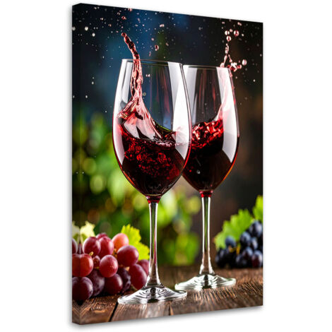 Tableau déco Verres de vin raisins 70x100