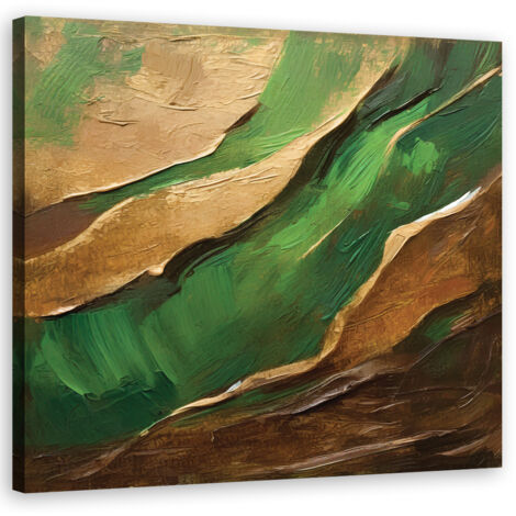 Tableau déco Vert abstrait peint 40x40