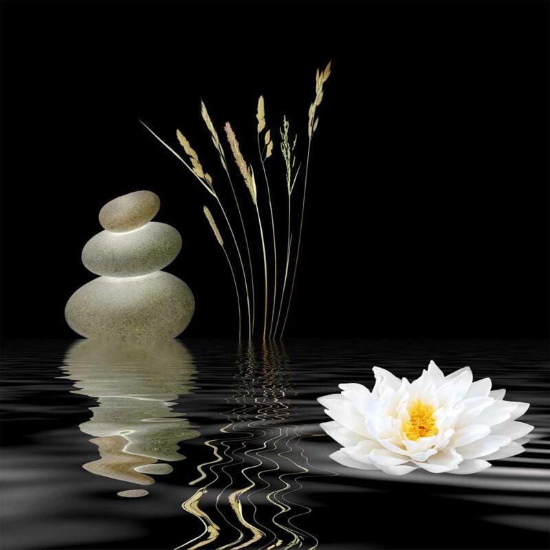 Tableau deco zen composition lotus - 50x50 cm