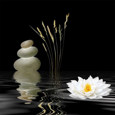 Tableau déco zen lotus 50x50 cm – Impression UVgel sans substances nocives – Finition toile intissé mat premium – Hxadeco