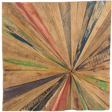Tableau Décoratif à Surface Carrée 70 x 70 cm en Bois de Teck avec Touche Multicolore pour Salon Moderne et Bohème Beliani - Bois clair