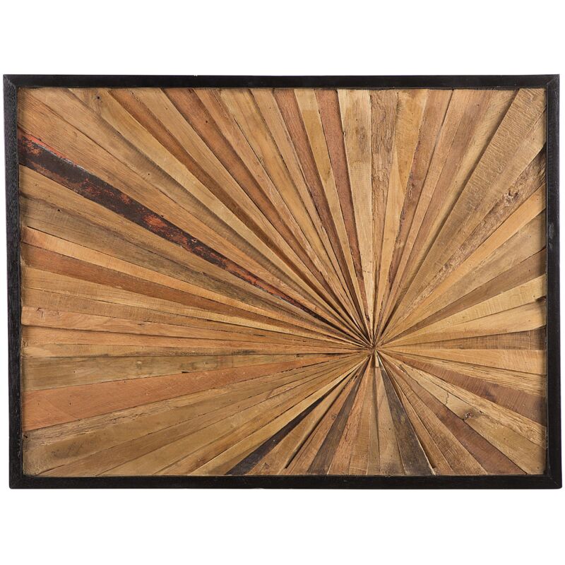 Beliani - Tableau Décoratif à Surface Rectangulaire 80 x 60 cm en Bois de Teck Naturel pour Salon Moderne et Bohème