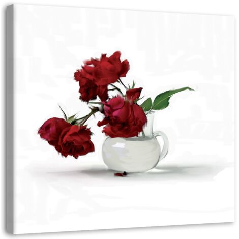 Tableau décoratif Roses rouges dans un vase 50x50