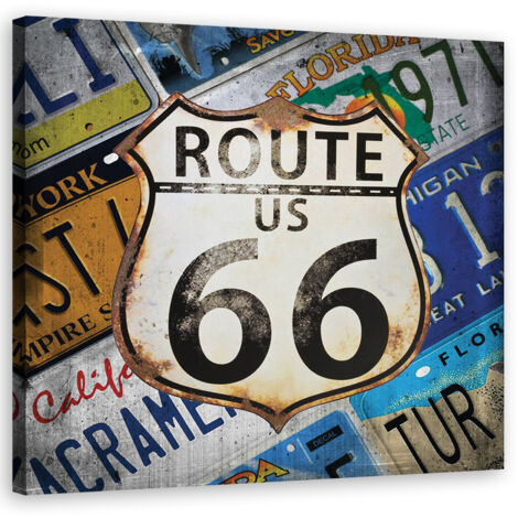 Tableau décoratif Route 66 USA 50x50