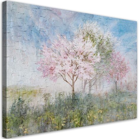 Tableau décoratif Un arbre à fleurs dans la vieille prairie 60x40