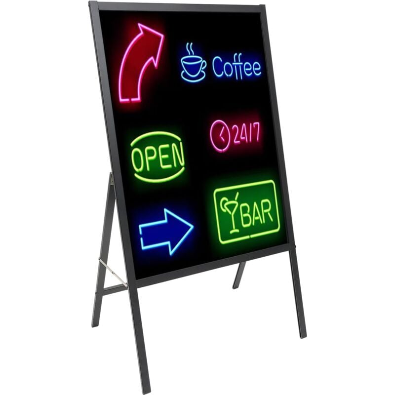 Tableau d'écriture LED - 60 x 80 cm - Tableau publicitaire lumineux - Avec cadre A - Télécommande et 8 stylos fluo - Pour café, bar, restaurant,