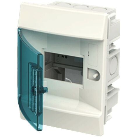 Tableau d'encastrement ABB 4 modules IP41 porte bleu pétrole blanc 41A04X12