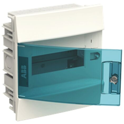 Tableau d'encastrement ABB 8 modules IP41 porte bleu pétrole blanc 41A08X12