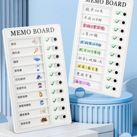 Tableau d'Organisation Enfant Modifiable - Tableau Magnétique avec Pages Amovibles - 10 Feuilles Cartonnées Incluses
