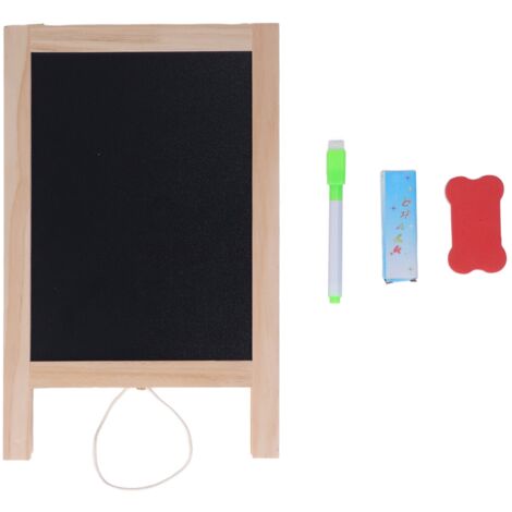 Tableau Double Face Magnétique 19x30cm en Bois avec Support Pliable - Ardoise et Surface Blanche