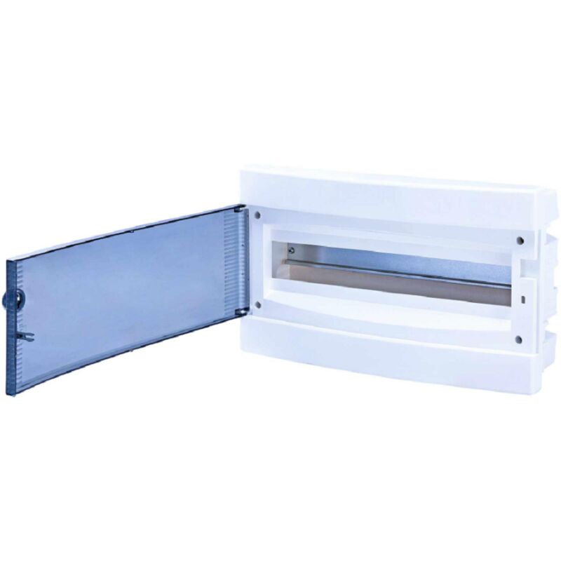 Tableau électrique encastré 18 modules sur 1 rangée avec r porte Translucide borniers de terre