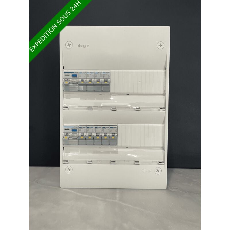 Hager - Tableau électrique 2 rangée équipé et pré-câblé 1ID40A 1ID63A