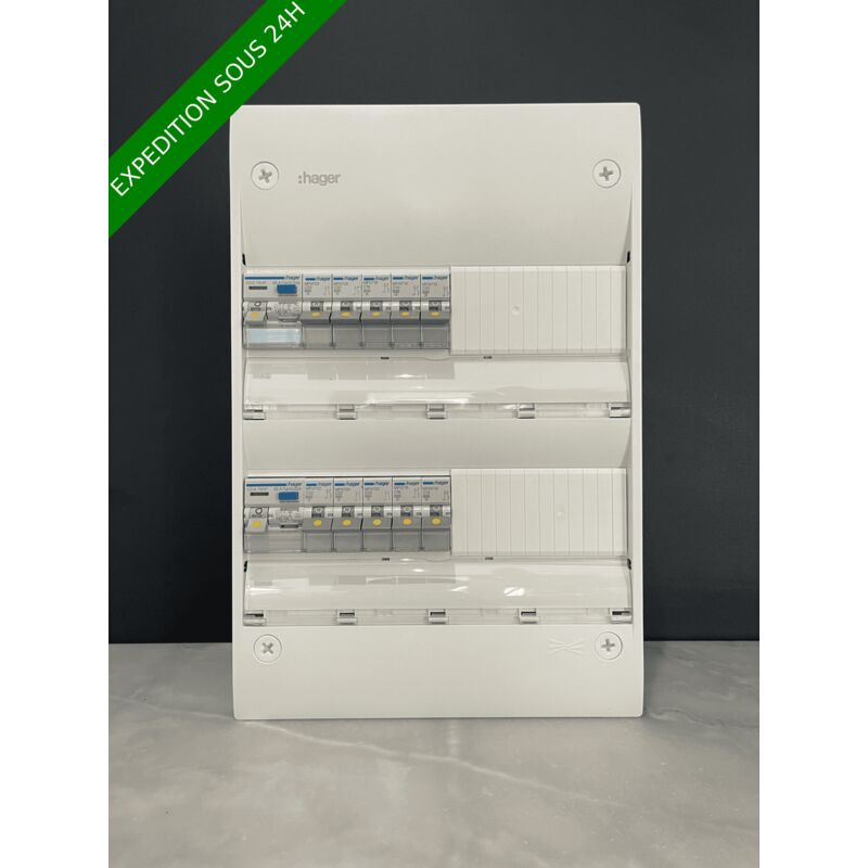 Hager - Tableau électrique 2 rangée équipé et pré-câblé ref.065