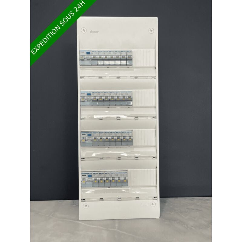 Hager - Tableau électrique équipé et pré-câblé 4 rangées - 27 disjoncteurs