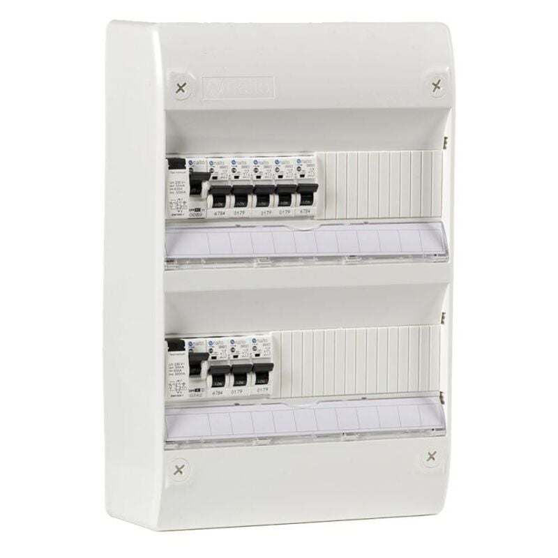 Nalto - Tableau Électrique Pré Câblé 2 rangées 2 id + 8 Disjoncteurs nf