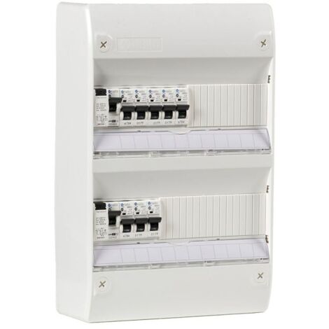 Tableau électrique pré-câblé 2 rangées 26 modules – 8 disjoncteurs 10A à 32A – Montage en saillie – Certifié NF – Nalto