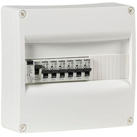 Tableau électrique pré-équipé 1 rangée 13 modules – Installation en saillie – Interrupteur différentiel 40A type AC – Norme CE – Nalto