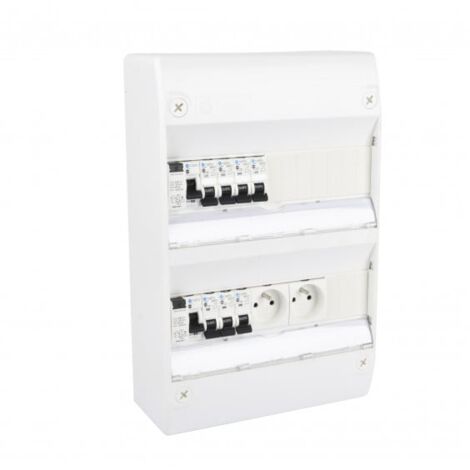 Tableau électrique pré-équipé 2 rangées – 1 ID + 7 disjoncteurs NF – Tension 230V – Type de pose saillie – Indice de protection IP30 – Nalto