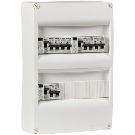 Tableau électrique pré-équipé 2 rangées 26 modules – Installation en saillie – 10 disjoncteurs 10A/16A/20A/32A – Protection électrique efficace – Nalto