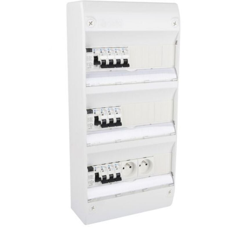 Nalto - Tableau Électrique Pré Équipé 3 rangées 3 id + 10 Disjoncteurs nf