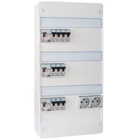 TABLEAU ÉLECTRIQUE PRÉ-ÉQUIPÉ AUTO 3 RANGÉES 3ID 40A 10 DISJONCTEURS ASSEMBLÉ PAR 123ELEC AVEC COMPOSANTS LEGRAND