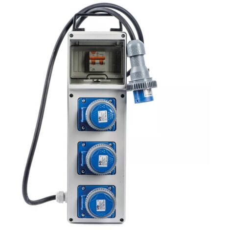 Tableau e'lectrique VB Electric PL220/3 puissance max 3 kw en thermoplastique avec disjoncteur diffe'rentiel cable magne'tothermique 2 m IP67