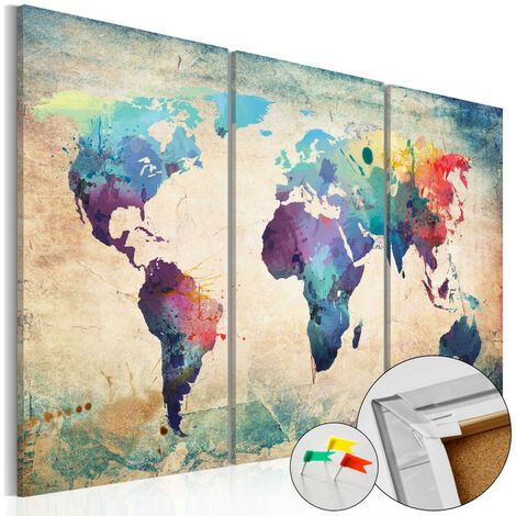 Tableau en liège - Rainbow Map Cork Map 90x60