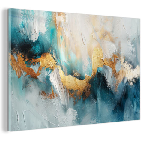 TABLEAU EN PLEXIGLAS Abstrait - Art - Or - Bleu Tableau Décoration Murale 60x40