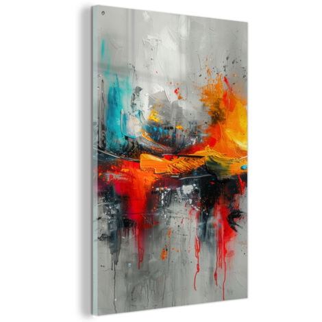 TABLEAU EN PLEXIGLAS Art moderne - Orange - Gris - Abstrait Tableau Moderne 60x90