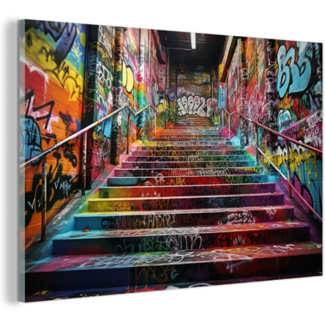 TABLEAU EN PLEXIGLAS Escaliers - Graffiti - Couleurs - Art Décoration Murale 120x80