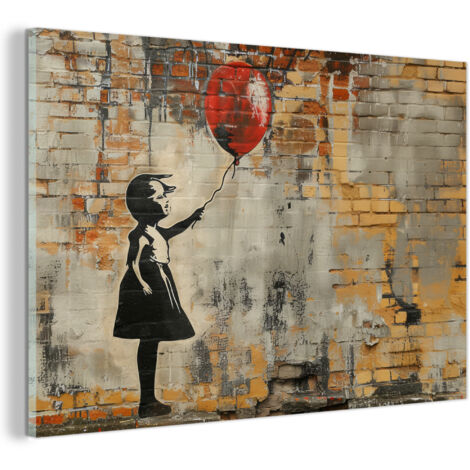 TABLEAU EN PLEXIGLAS Graffiti - Banksy - Fille - Street art Décoration Salon 90x60