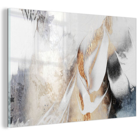 TABLEAU EN PLEXIGLAS Luxe - Abstrait - Or - Blanc Décoration Murale 120x80