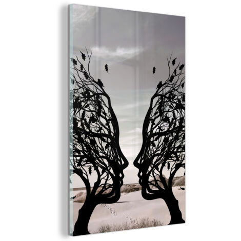 TABLEAU EN PLEXIGLAS Plage - Mer - Personnes - Arbre - Art moderne Décoration Chambre 40x60