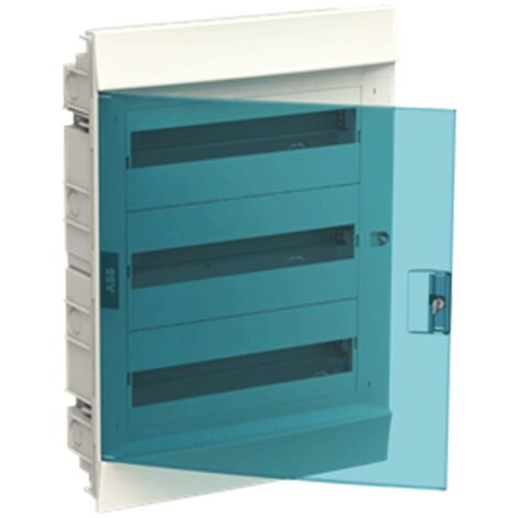 Tableau encastré ABB 54 modules IP41 porte bleu pétrole blanc 3 rangées 41A18X32