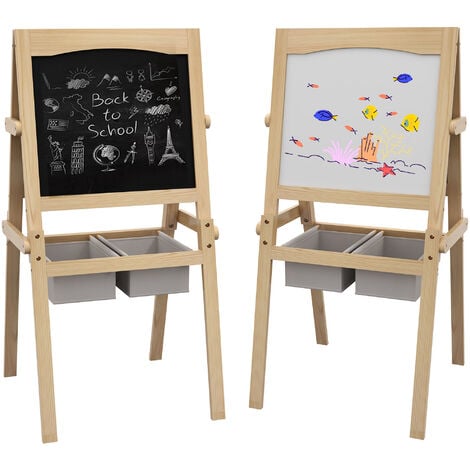 Tableau blanc et tableau noir sur pied 2 en 1 pour enfants, accessoires  d'apprentissage de la peinture, pour filles et garçons - AliExpress