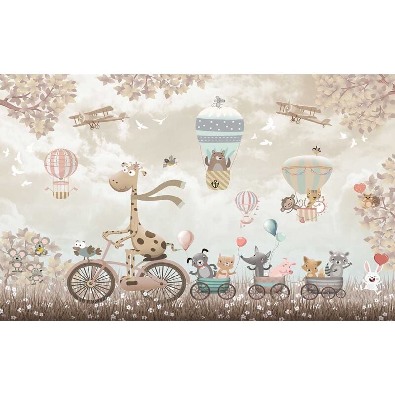 Hxadeco - Tableau enfant girafe à velo - 80x50 cm