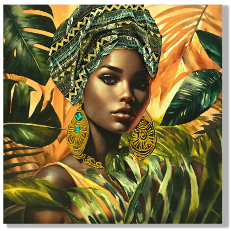Tableau Ethnique Africain pour Décoration Murale, Art Contemporain, Style Unique, Idéal pour Salons et Chambres