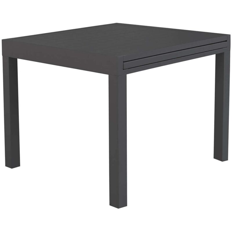 Tableau extensible 90/180x90 cm du jardin extérieur avec structure en aluminium et avion à effet à lattes nilo Black - Black