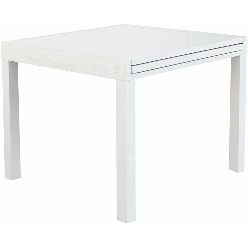 Tableau extensible 90/180x90 cm du jardin extérieur avec structure en aluminium et avion à effet à lattes nilo White - White