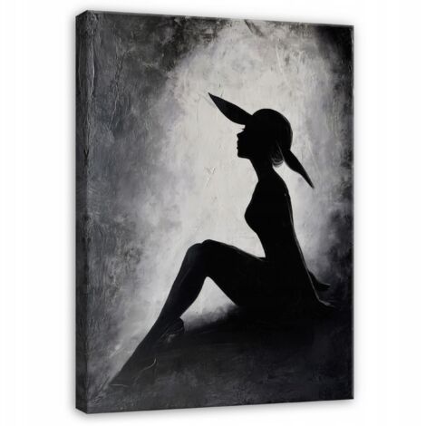 tableau femme avec chapeau abstrait pour chambre salon sur toile 40x30