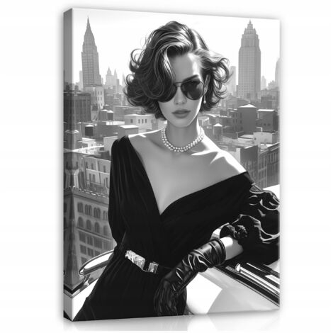 tableau femme noir et blanc moderne sur toile pour chambre salon 60x40
