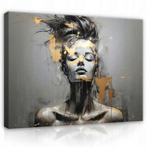 tableau femme visage abstrait grand salon 120x80