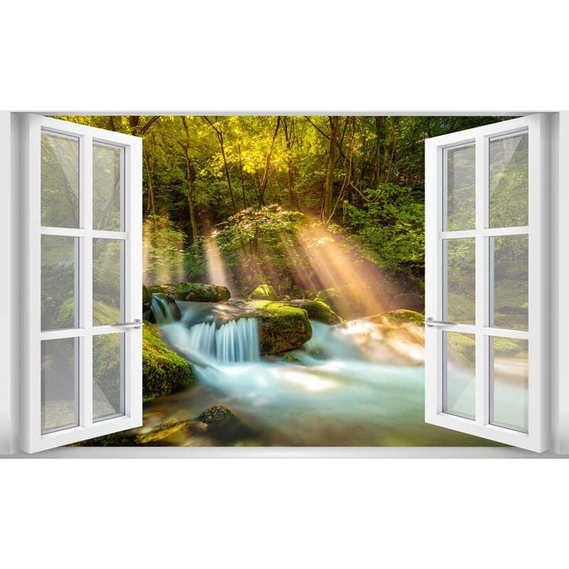 Hxadeco - Tableau Paysage Cascade en Forêt - Made in France - 80x50cm