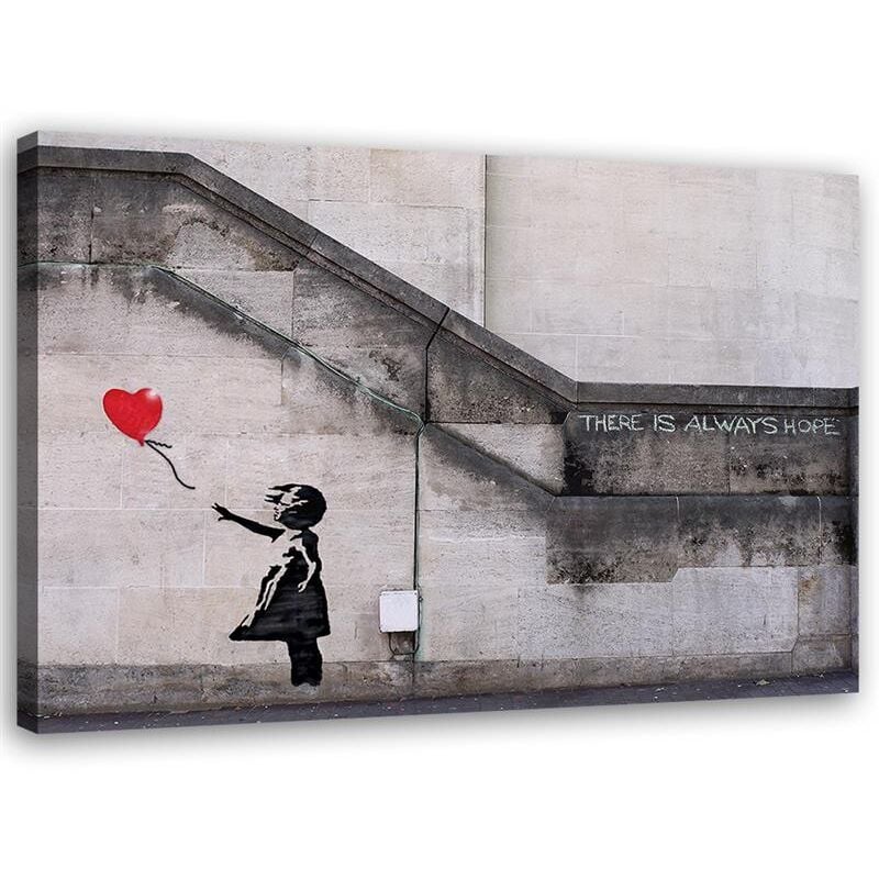 Image sur toile, Peinture murale Banksy Fille avec un ballon - 120x80