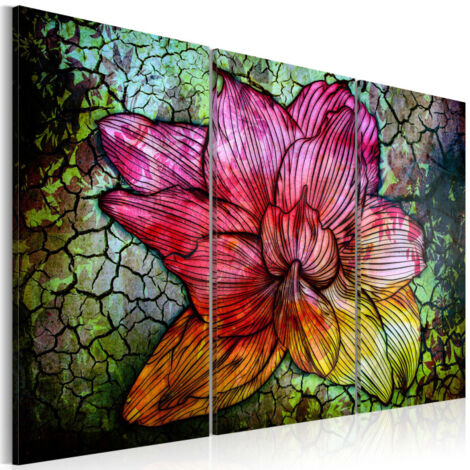 Tableau "Fleur Abstraite en Couleur Arc en Ciel" 60 x 90 cm
