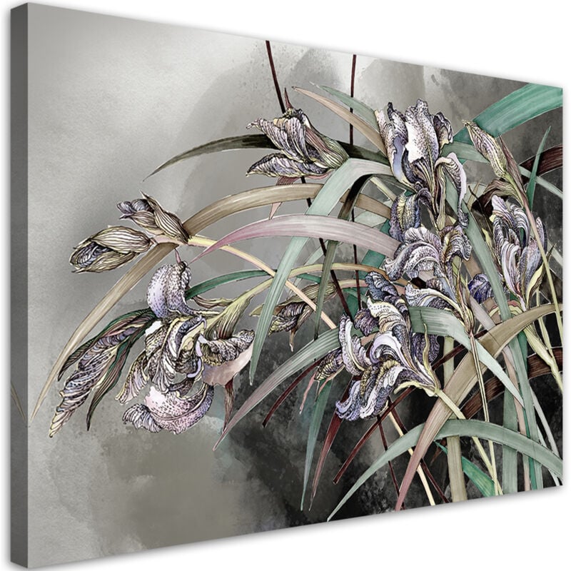 Tableau, Fleurs Iris dans le vent - 120x80