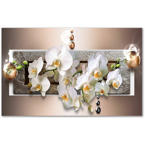 Tableau graphique fleurs d'orchidées - 80x50 cm