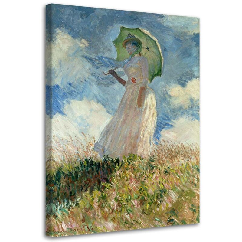 Peinture sur toile, Femme au parapluie tournée vers la gauche - Reproduction c. Monet - 40x60